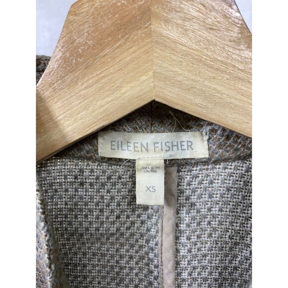 Eileen Fisher Blazer‎ Womens Sz XS Organic Linen Cotton Jacket Beige Snap Button - Picture 6 of 6